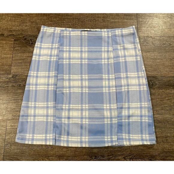 Hesperus Dresses & Skirts - Hesperus Retro 90s Plaid Mini Skirt Blue Stretch Clueless Size M
